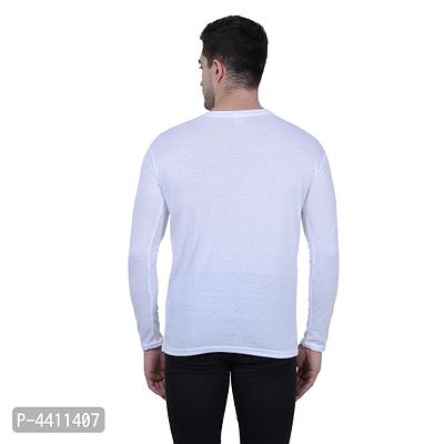 Classy White Solid Polyester Round Neck T-Shirt For Men-thumb2