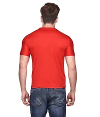 Classy Red Solid Polyester Round Neck T-Shirt For Men-thumb2