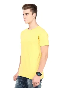 Reliable Yellow Polyester Solid Round Neck Tees For Men-thumb1