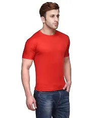 Classy Red Solid Polyester Round Neck T-Shirt For Men-thumb1