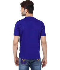 Classy Blue Solid Polyester Round Neck T-Shirt For Men-thumb2