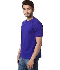 Classy Blue Solid Polyester Round Neck T-Shirt For Men-thumb1