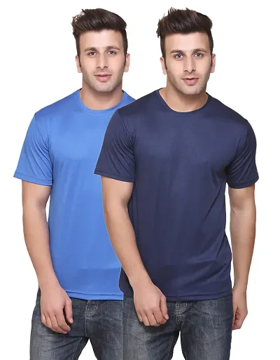 Classy Solid Blend Round Neck T-Shirt For Men (Pack Of 2)