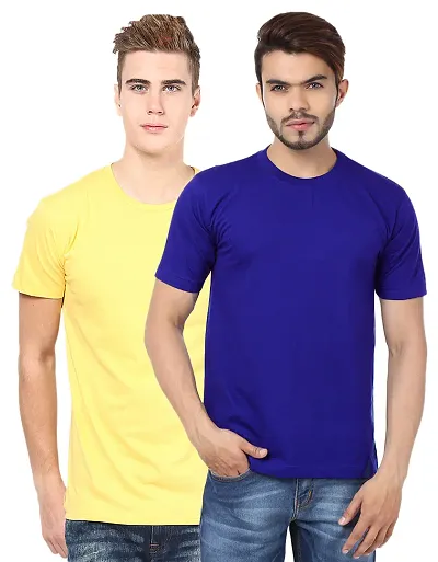 Classy Solid Blend Round Neck T-Shirt For Men (Pack Of 2)