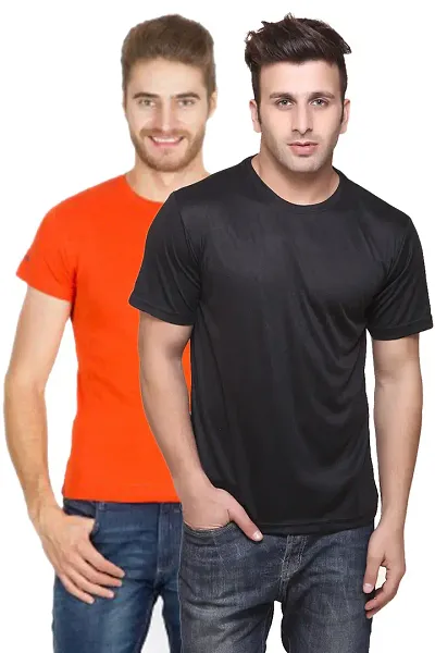 Men's Multicoloured Cotton Blend T Shirt pack of 2