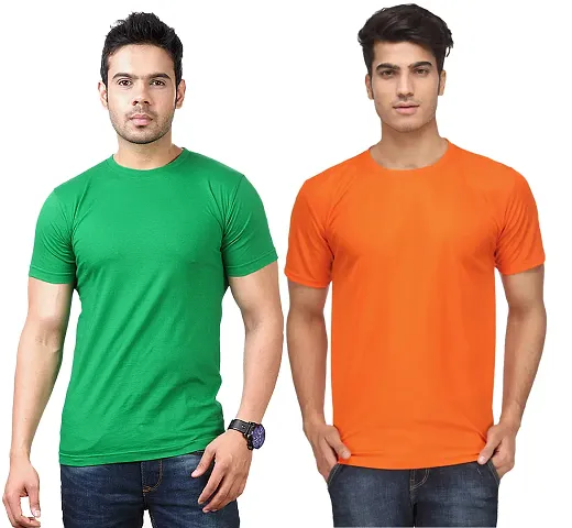 Classy Solid Blend Round Neck T-Shirt For Men (Pack Of 2)