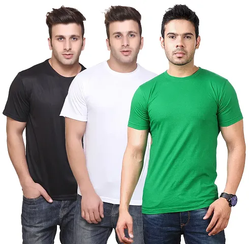 Reliable Blend Solid Round Neck Tees For Men