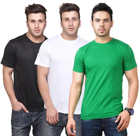 Reliable Blend Solid Round Neck Tees For Men