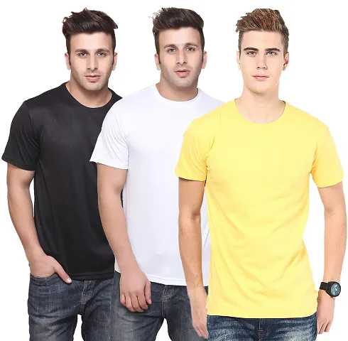 Men Blend Round Neck Dry-Fit T-Shirt (Pack Of 3)