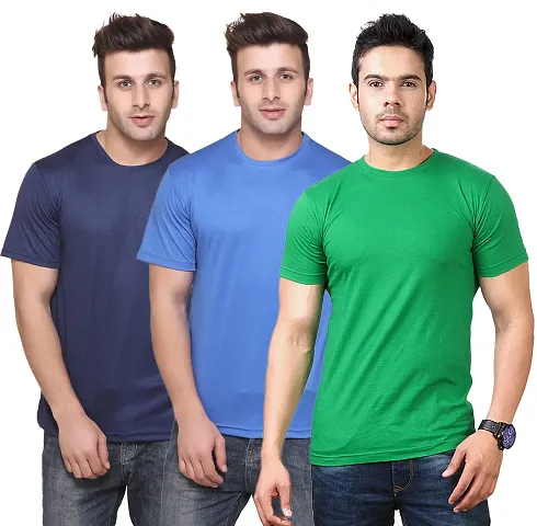 Reliable Blend Solid Round Neck Tees For Men