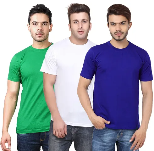 Pack Of 3 Solid Polyester Blend T-Shirts