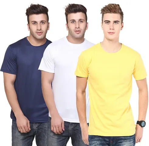 Men Blend Round Neck Dry-Fit T-Shirt (Pack Of 3)