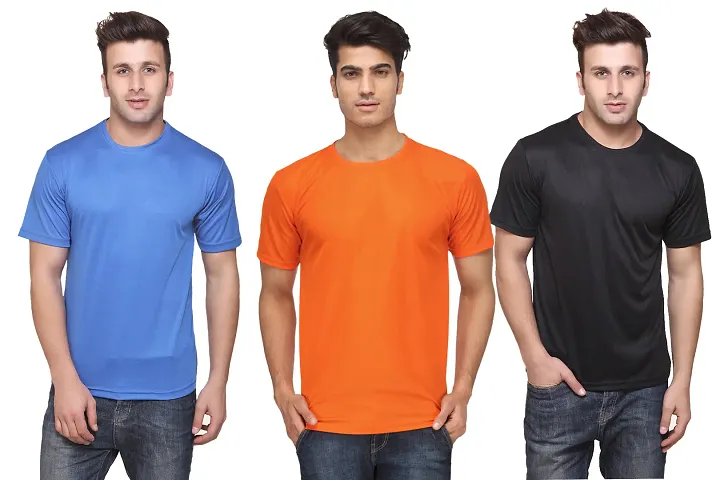 Reliable Blend Solid Round Neck Tees For Men