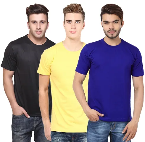 Men's Multicoloured Cotton Blend T Shirt Pack of 3