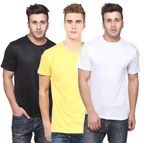 Reliable Blend Solid Round Neck Tees For Men