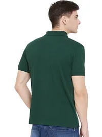 Reliable Olive Polyester Blend Solid Polos For Men-thumb2