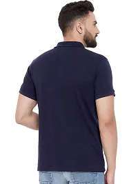 Reliable Navy Blue Polyester Blend Solid Polos For Men-thumb4