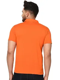 Reliable Orange Polyester Blend Solid Polos For Men-thumb2