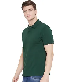 Reliable Olive Polyester Blend Solid Polos For Men-thumb1