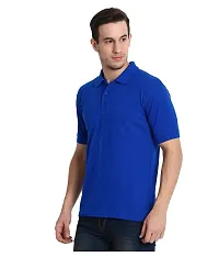 Reliable Blue Polyester Blend Solid Polos For Men-thumb1