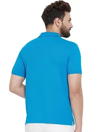 Turquoise Polyester Blend Polos For Men-thumb2