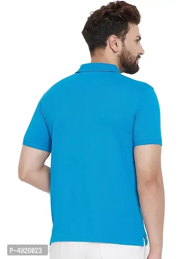 Turquoise Polyester Blend Polos For Men-thumb3