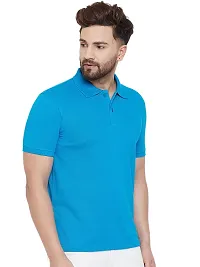 Turquoise Polyester Blend Polos For Men-thumb1