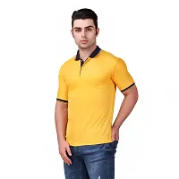 Reliable Yellow Polyester Blend Solid Polos For Men-thumb1