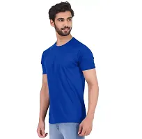 Reliable Blue Polyester Solid Round Neck Tees For Men-thumb1