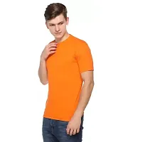 Reliable Orange Polyester Solid Round Neck Tees For Men-thumb1