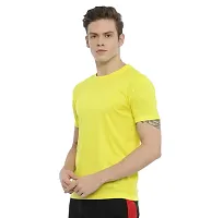 Reliable Yellow Polyester Solid Round Neck Tees For Men-thumb1