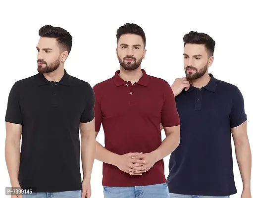 Stylish Polycotton Solid Polos For Men- Pack Of 3-thumb0
