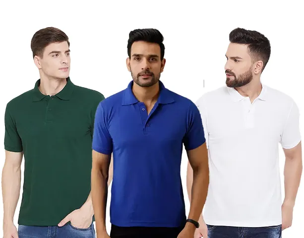 Multicolored Cotton Blend Polos Tees Combo