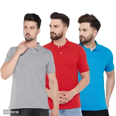 Stylish Polycotton Solid Polos For Men- Pack Of 3