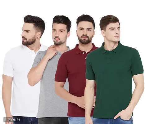 Reliable Multicoloured Polycotton Solid Polos For Men-thumb0