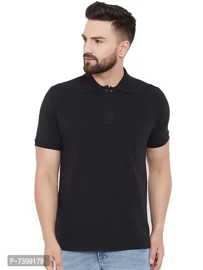 Stylish Black Polycotton Solid Polos For Men- Pack Of 1-thumb4
