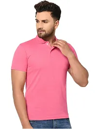 Reliable Pink Polycotton Solid Polos For Men-thumb1