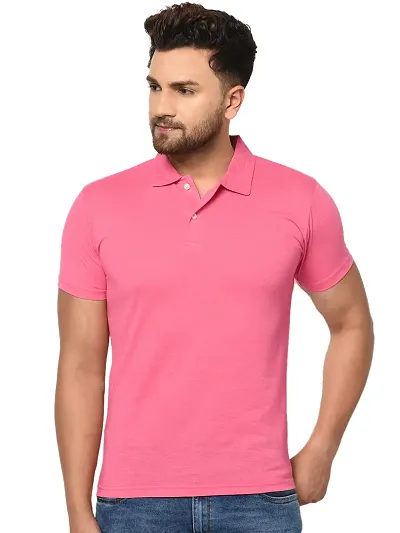 Stylish Blend Solid Polos T-Shirt For Men