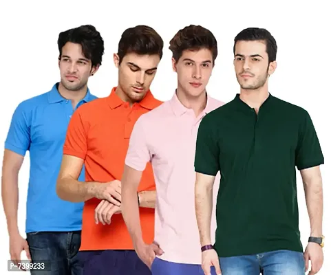 Reliable Polycotton Solid Polos For Men- Pack Of 4