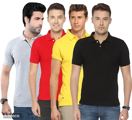 Reliable Multicoloured Polycotton Solid Polos For Men