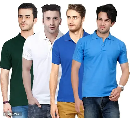 Reliable Multicoloured Polycotton Solid Polos For Men