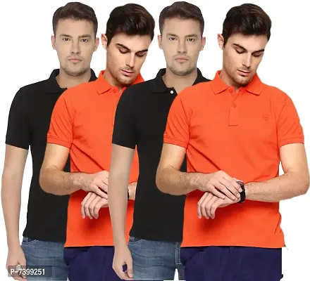 Reliable Polycotton Solid Polos For Men- Pack Of 4