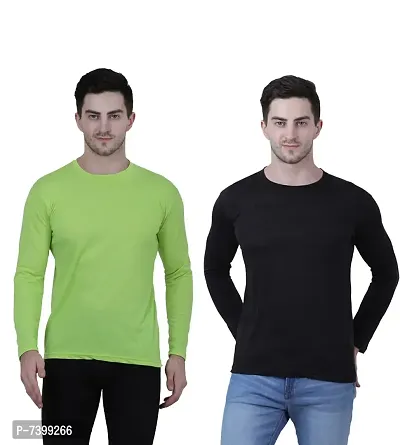 Stunning Cotton Blend Solid Round Neck Tees For Men- Pack Of 2-thumb0