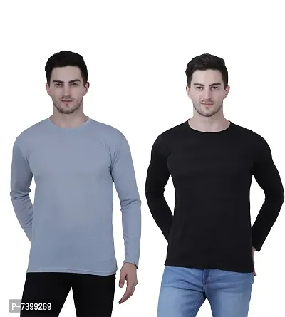 Stunning Cotton Blend Solid Round Neck Tees For Men- Pack Of 2