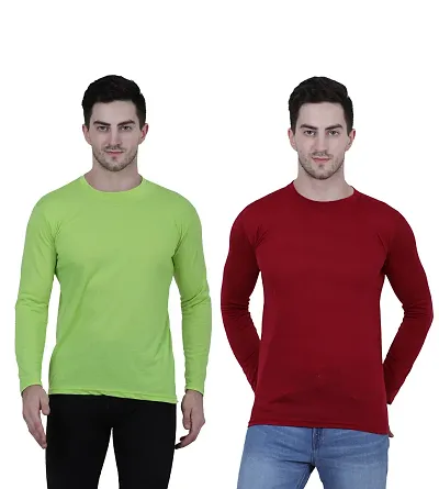 Cotton Blend Solid Round Neck Tees