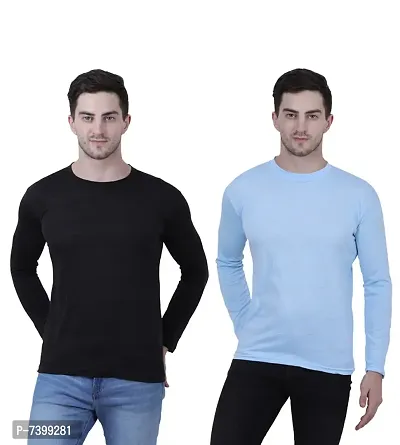 Stunning Cotton Blend Solid Round Neck Tees For Men- Pack Of 2