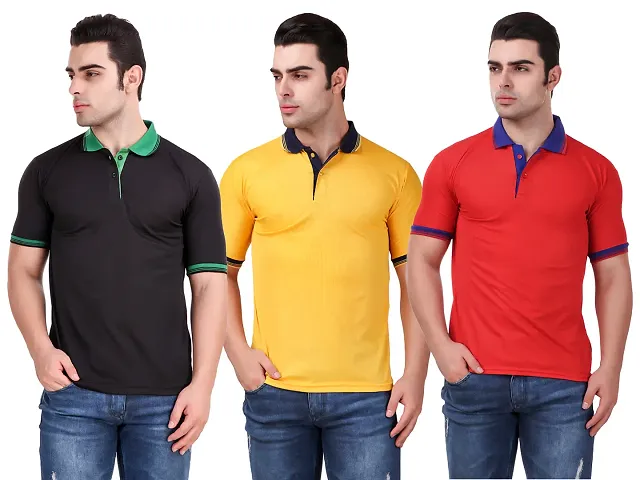 Contemporary Blend Solid Polos For Men- Pack Of 3