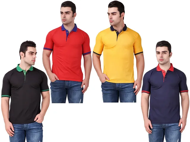 Reliable Blend Solid Polos For Men