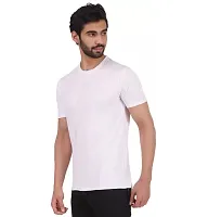 Reliable White Polyester Spandex Solid Round Neck Tees For Men-thumb1