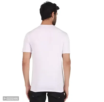 Reliable White Polyester Spandex Solid Round Neck Tees For Men-thumb3